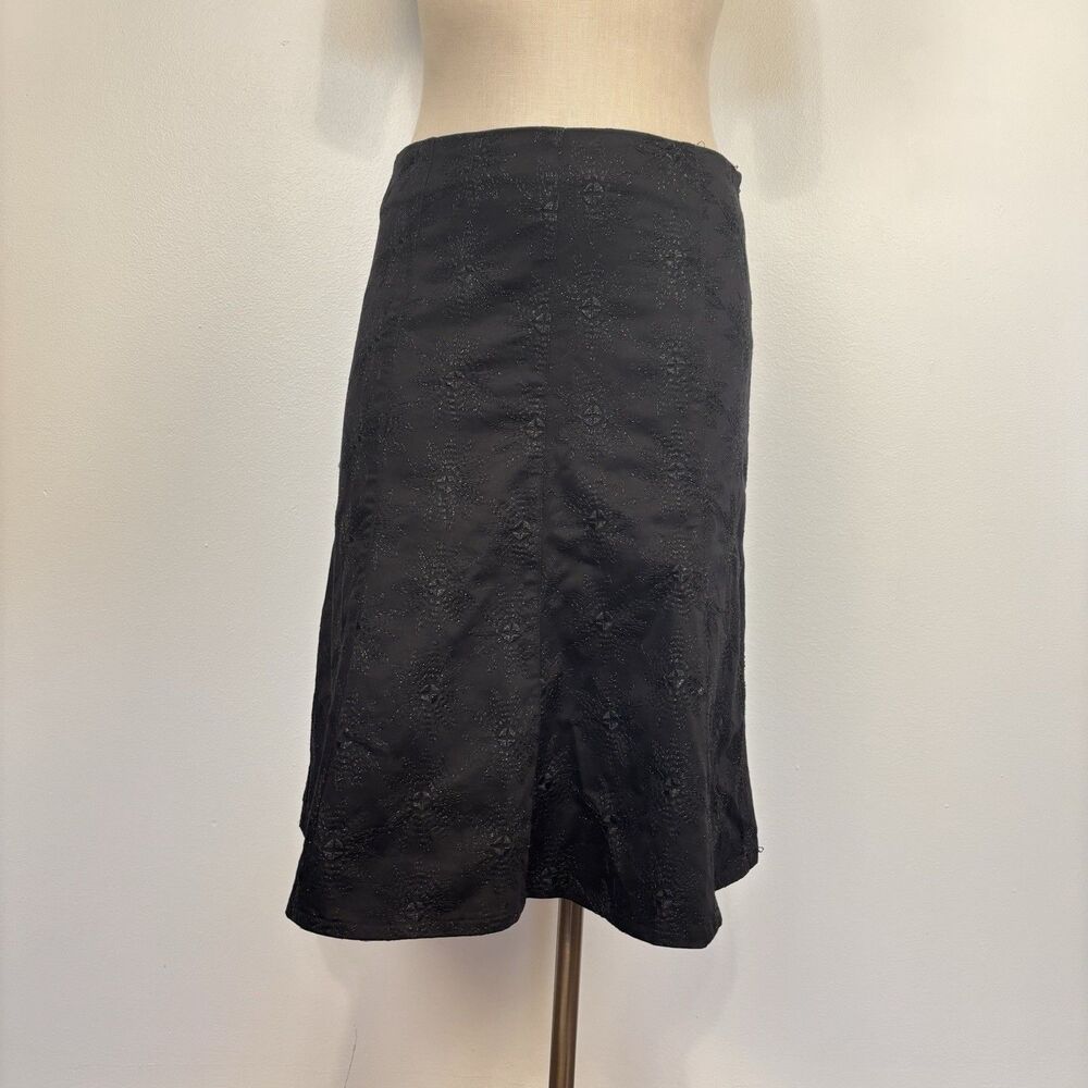 VTG Y2K Anthropologie Ruth Embroidered Midi Skirt Womens Size 4 Floral Embellish